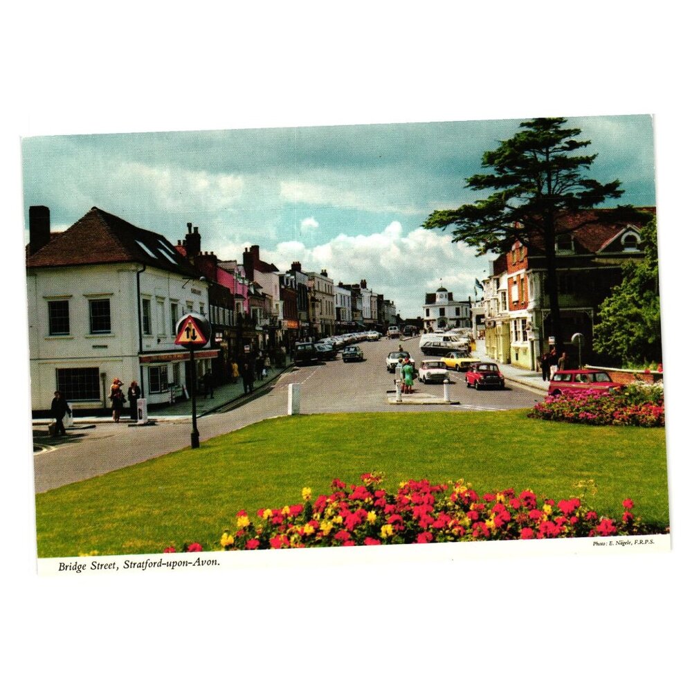Vintage John Hinde Postcard Stratford Upon Avon Bridge Street Unused England
